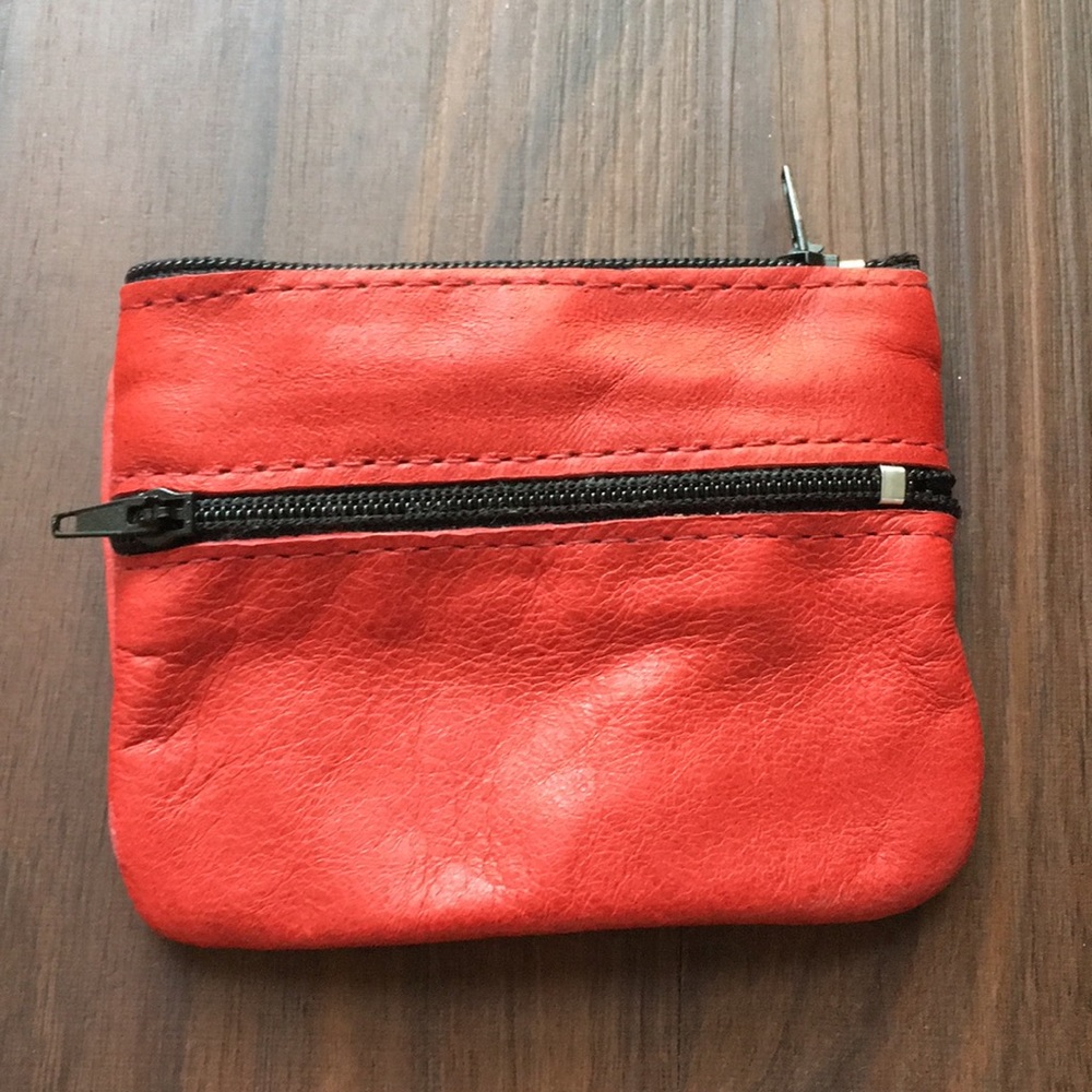 Red Genuine Leather Pouch